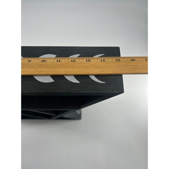 Black Shelved Triangle Star Multi Level Boho Moon Whimsy Goth Wood Home Decor - Picture 13 of 15